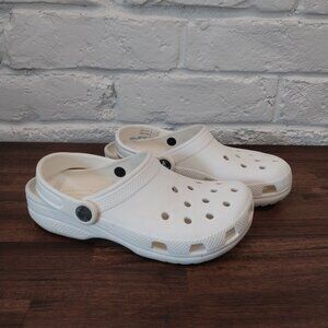 Crocs Clogs Kids J3 White Junior Classic Waterproof Rubber Slip On Flats Casual.